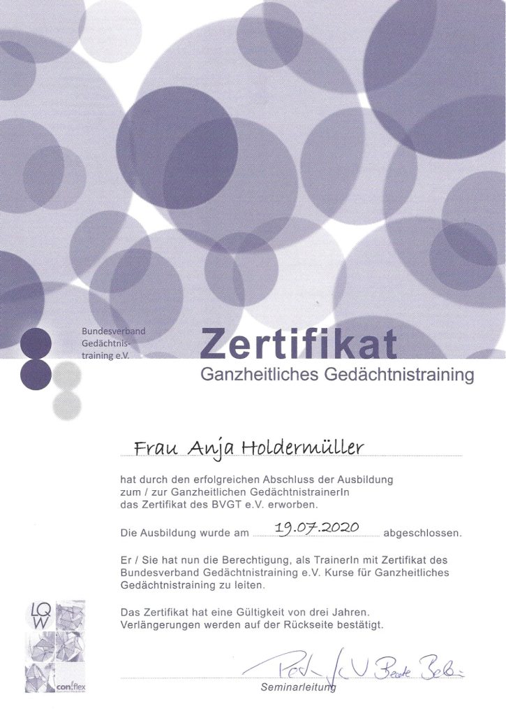 Zertifikat Ganzheitliches Gedächtnistraining (1)